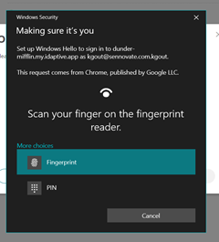 Windows Security Popup to authenticate with FingerPrint